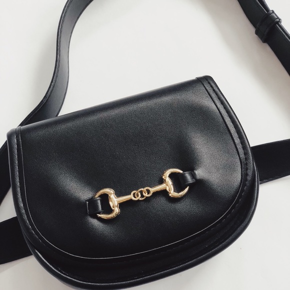 🆕Poppy Black Vegan Leather Belt Bag Fanny Pack - Picture 4 of 7